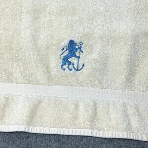 Vintage Lands End Pima cotton hand towel embroidered lion anchor nautical